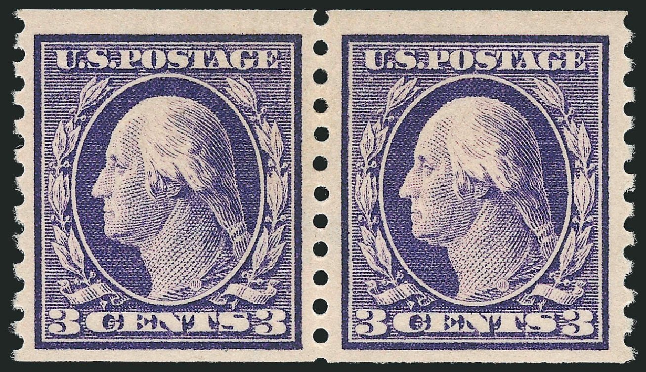 US Stamps Price Scott #445: 1914 3c Washington Coil Perf 10 Vertically. Robert Siegel Auction Galleries, Sep 2009, Sale 976, Lot 2021