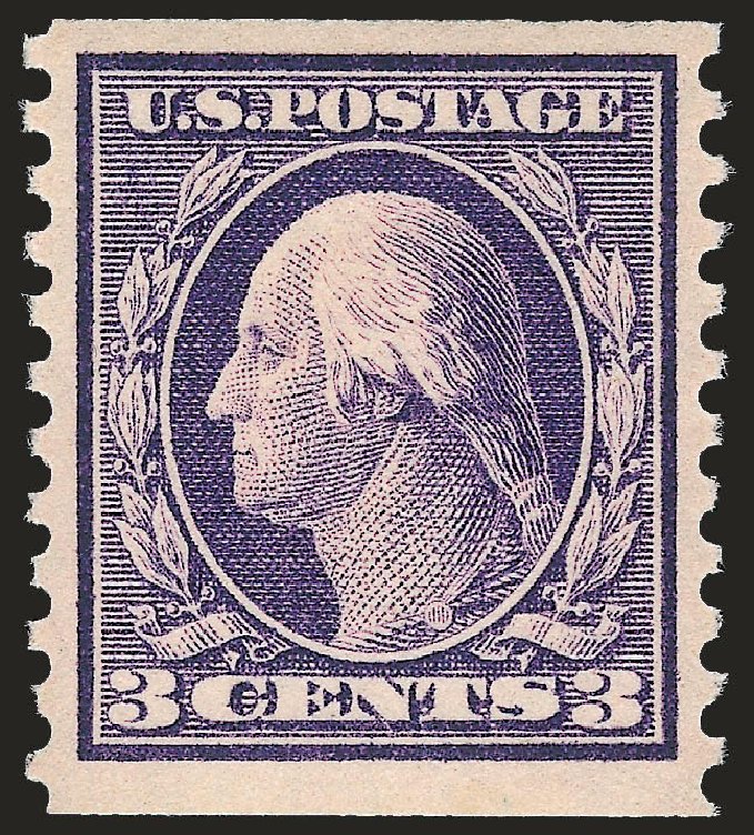 Cost of US Stamp Scott 445: 1914 3c Washington Coil Perf 10 Vertically. Robert Siegel Auction Galleries, Apr 2010, Sale 984, Lot 891