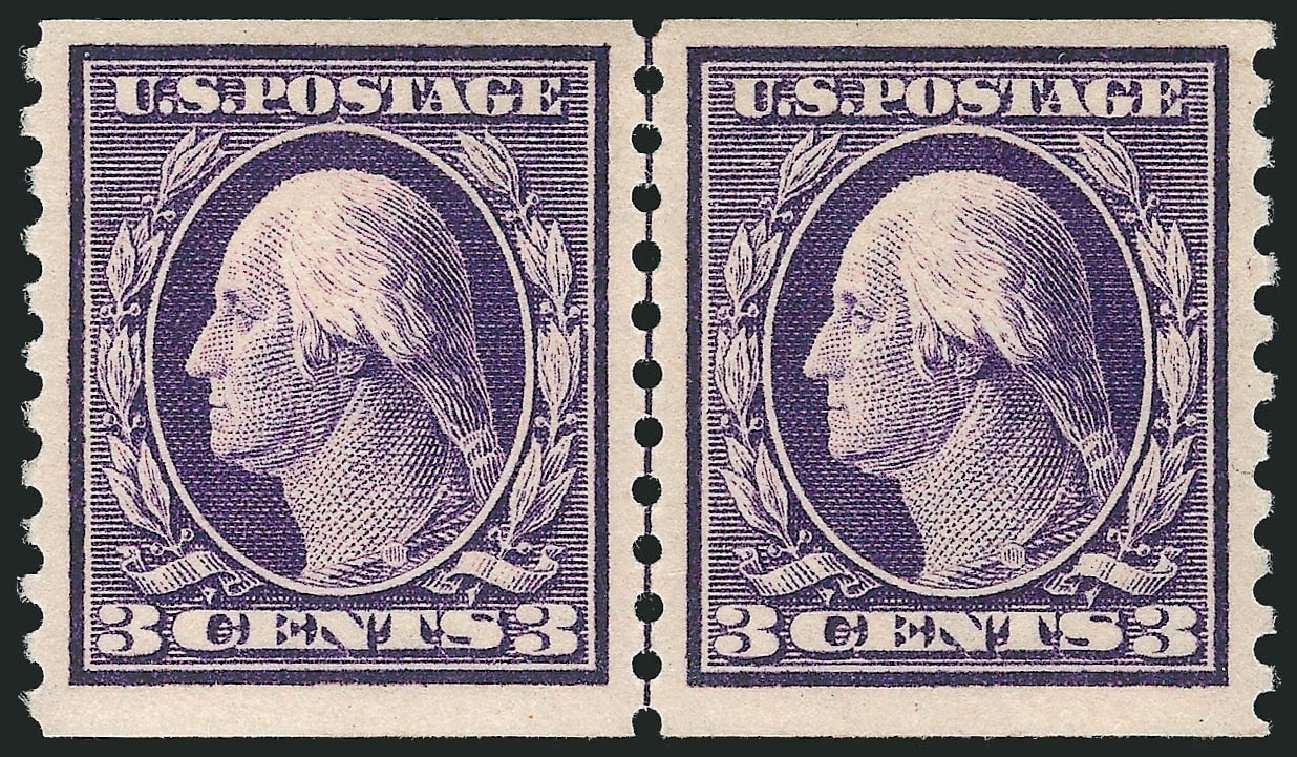 US Stamps Value Scott #445 - 3c 1914 Washington Coil Perf 10 Vertically. Robert Siegel Auction Galleries, Feb 2015, Sale 1093, Lot 324