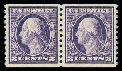 US Stamp Prices Scott Catalogue # 445 - 3c 1914 Washington Coil Perf 10 Vertically. Matthew Bennett International, Dec 2007, Sale 325, Lot 2085