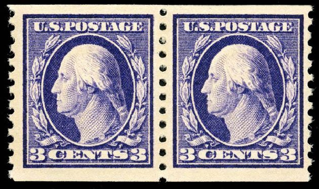 Costs of US Stamps Scott Catalogue #445: 1914 3c Washington Coil Perf 10 Vertically. Matthew Bennett International, Apr 2008, Sale 326, Lot 405