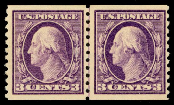 Cost of US Stamp Scott Cat. #445 - 1914 3c Washington Coil Perf 10 Vertically. Daniel Kelleher Auctions, May 2014, Sale 652, Lot 645
