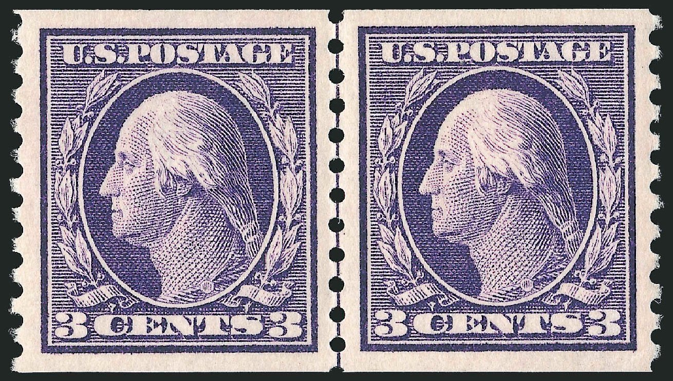Cost of US Stamp Scott 445 - 1914 3c Washington Coil Perf 10 Vertically. Robert Siegel Auction Galleries, Oct 2011, Sale 1014, Lot 1925