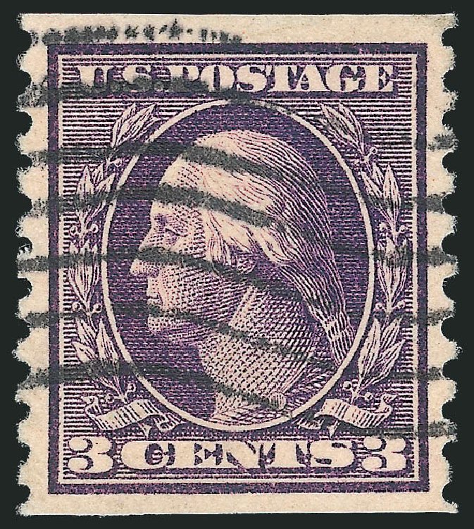 Cost of US Stamp Scott 445 - 1914 3c Washington Coil Perf 10 Vertically. Robert Siegel Auction Galleries, Oct 2012, Sale 1032, Lot 3545