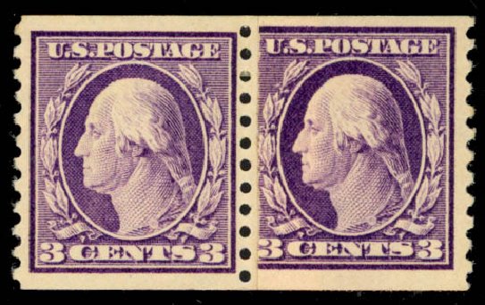 Price of US Stamp Scott Catalogue # 445 - 1914 3c Washington Coil Perf 10 Vertically. Daniel Kelleher Auctions, May 2014, Sale 652, Lot 642