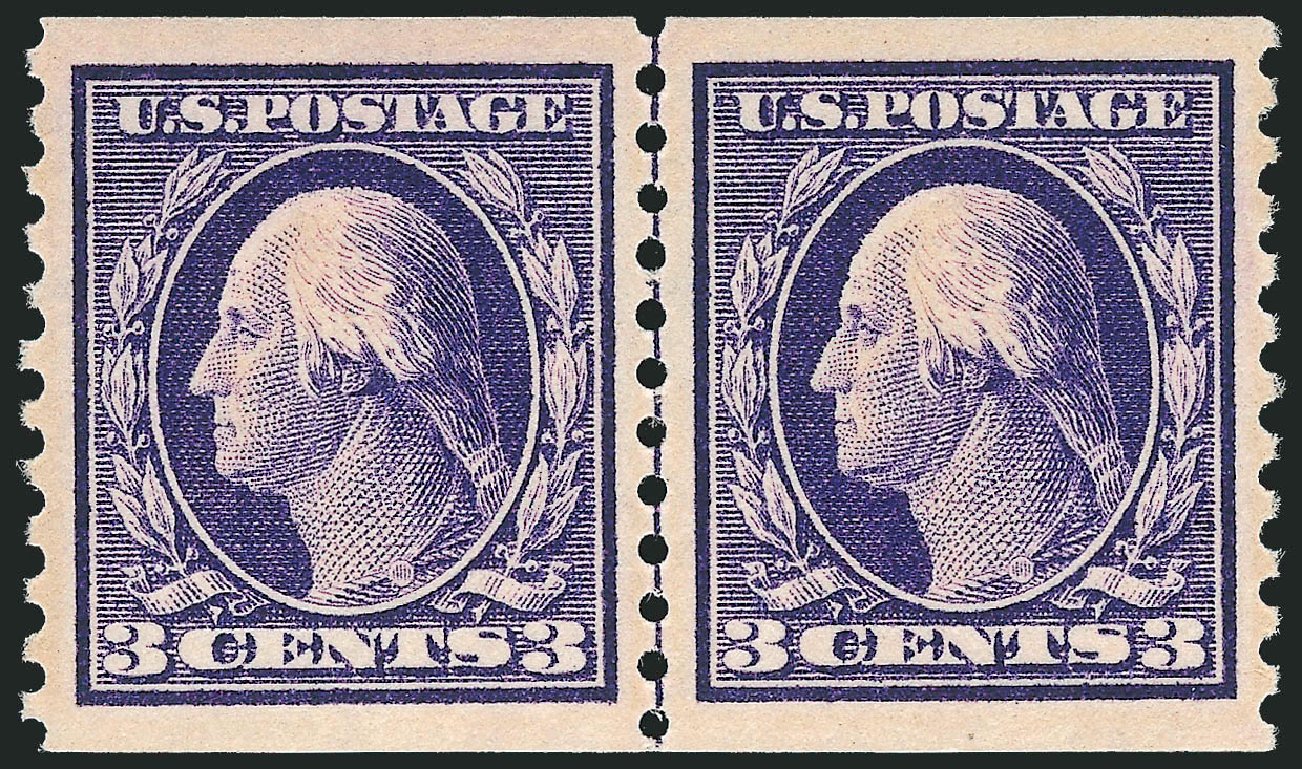 US Stamp Value Scott # 445 - 3c 1914 Washington Coil Perf 10 Vertically. Robert Siegel Auction Galleries, Oct 2011, Sale 1014, Lot 1923