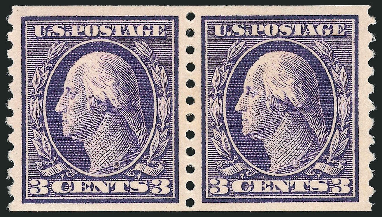 Value of US Stamp Scott Cat. 445: 3c 1914 Washington Coil Perf 10 Vertically. Robert Siegel Auction Galleries, Mar 2014, Sale 1067, Lot 1533