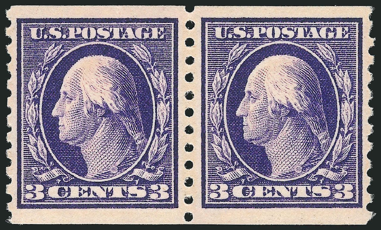 US Stamp Price Scott Catalogue #445: 3c 1914 Washington Coil Perf 10 Vertically. Robert Siegel Auction Galleries, Feb 2015, Sale 1093, Lot 323