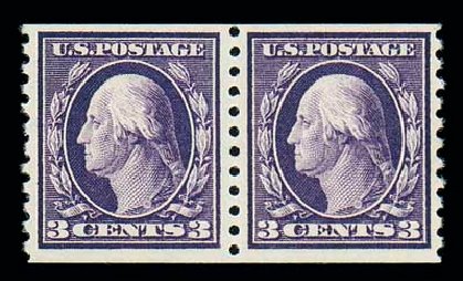 Values of US Stamps Scott # 445: 3c 1914 Washington Coil Perf 10 Vertically. Matthew Bennett International, Dec 2007, Sale 325, Lot 2086