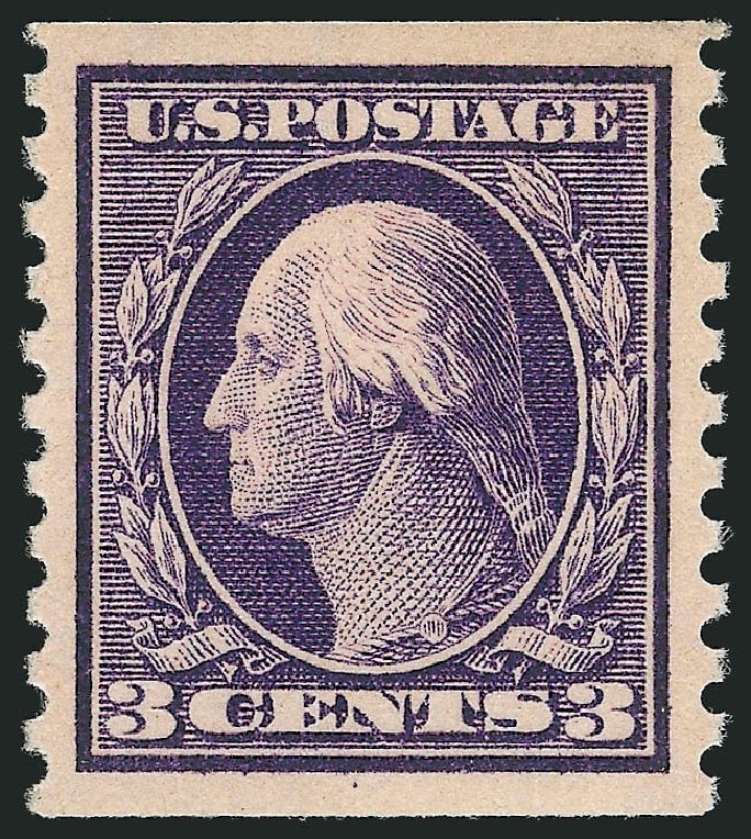 Prices of US Stamps Scott Catalogue # 445 - 3c 1914 Washington Coil Perf 10 Vertically. Robert Siegel Auction Galleries, Sep 2014, Sale 1078, Lot 536