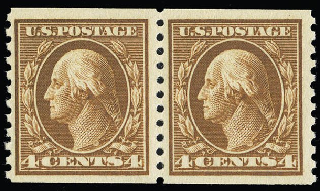 Cost of US Stamp Scott Catalogue #446: 4c 1915 Washington Coil Perf 10 Vertically. Matthew Bennett International, Sep 2012, Sale 346, Lot 837