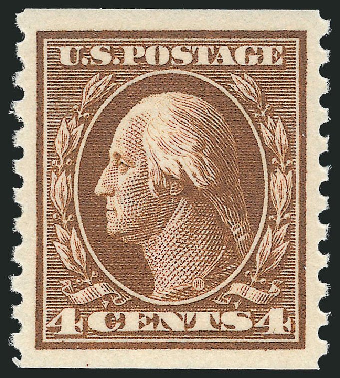 Costs of US Stamps Scott Catalogue # 446: 4c 1915 Washington Coil Perf 10 Vertically. Robert Siegel Auction Galleries, Dec 2014, Sale 1090, Lot 1517
