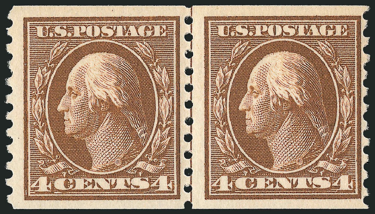 Costs of US Stamps Scott #446 - 1915 4c Washington Coil Perf 10 Vertically. Robert Siegel Auction Galleries, Oct 2008, Sale 963, Lot 987