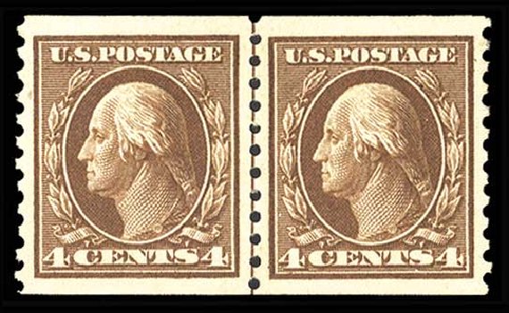 Value of US Stamp Scott #446 - 4c 1915 Washington Coil Perf 10 Vertically. Cherrystone Auctions, Apr 2011, Sale 201104, Lot 1028