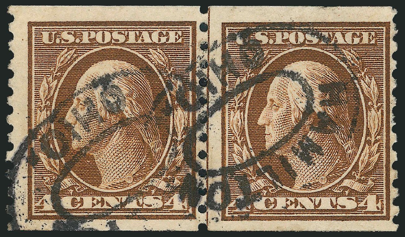 Values of US Stamps Scott Catalog #446: 4c 1915 Washington Coil Perf 10 Vertically. Robert Siegel Auction Galleries, Oct 2011, Sale 1014, Lot 1928