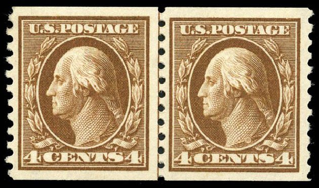 Price of US Stamps Scott Catalogue #446 - 4c 1915 Washington Coil Perf 10 Vertically. Matthew Bennett International, Apr 2008, Sale 326, Lot 409