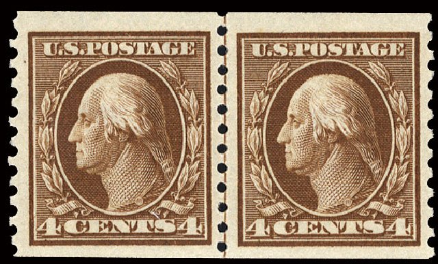 Costs of US Stamp Scott # 446: 1915 4c Washington Coil Perf 10 Vertically. Cherrystone Auctions, May 2013, Sale 201305, Lot 119