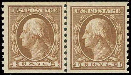 Prices of US Stamp Scott Catalogue #446 - 1915 4c Washington Coil Perf 10 Vertically. H.R. Harmer, Nov 2013, Sale 3004, Lot 1269