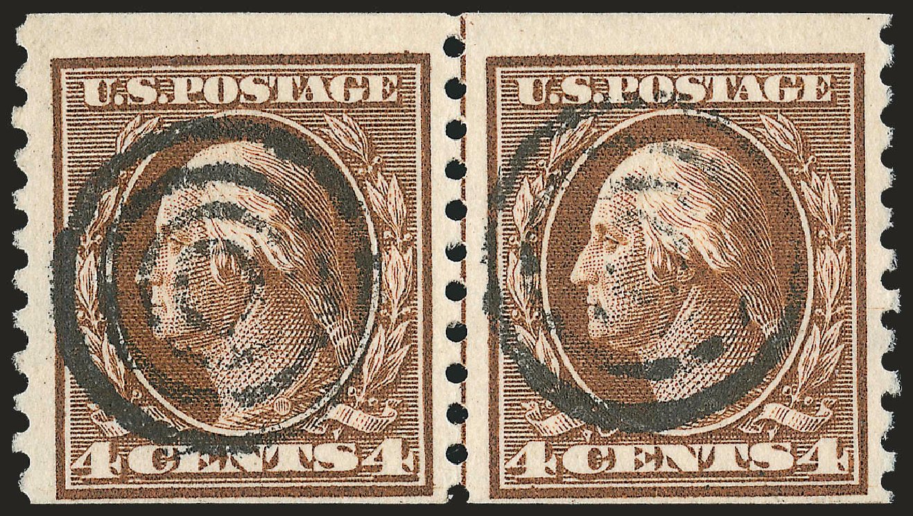 US Stamp Value Scott Catalog #446: 1915 4c Washington Coil Perf 10 Vertically. Robert Siegel Auction Galleries, Sep 2009, Sale 976, Lot 2029