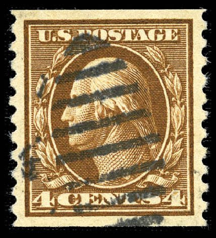 Costs of US Stamp Scott #446 - 4c 1915 Washington Coil Perf 10 Vertically. Matthew Bennett International, Feb 2012, Sale 340, Lot 460