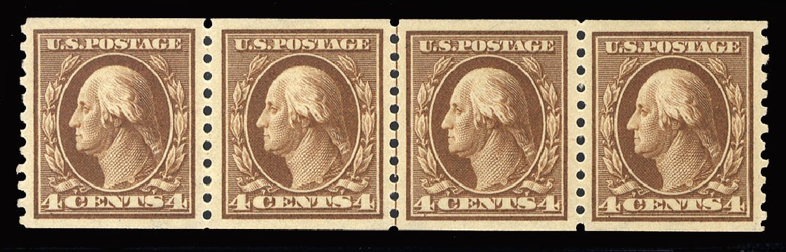 US Stamp Value Scott #446 - 4c 1915 Washington Coil Perf 10 Vertically. Cherrystone Auctions, Mar 2013, Sale 201303, Lot 80