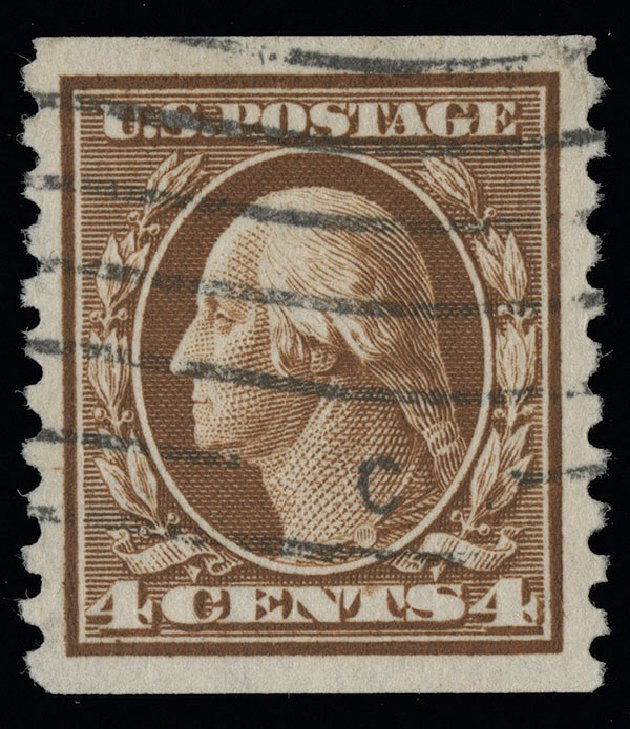 US Stamp Price Scott Catalog # 446: 1915 4c Washington Coil Perf 10 Vertically. Spink Shreves Galleries, Aug 2013, Sale 144, Lot 250