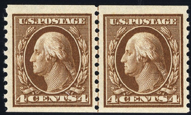 US Stamp Prices Scott #446 - 4c 1915 Washington Coil Perf 10 Vertically. Cherrystone Auctions, Jan 2009, Sale 200901, Lot 221
