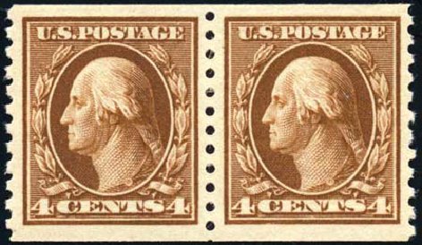 Value of US Stamp Scott Catalogue # 446 - 4c 1915 Washington Coil Perf 10 Vertically. Harmer-Schau Auction Galleries, Feb 2010, Sale 84, Lot 1591
