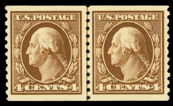 Prices of US Stamp Scott Catalogue #446: 4c 1915 Washington Coil Perf 10 Vertically. Daniel Kelleher Auctions, Sep 2013, Sale 639, Lot 1161