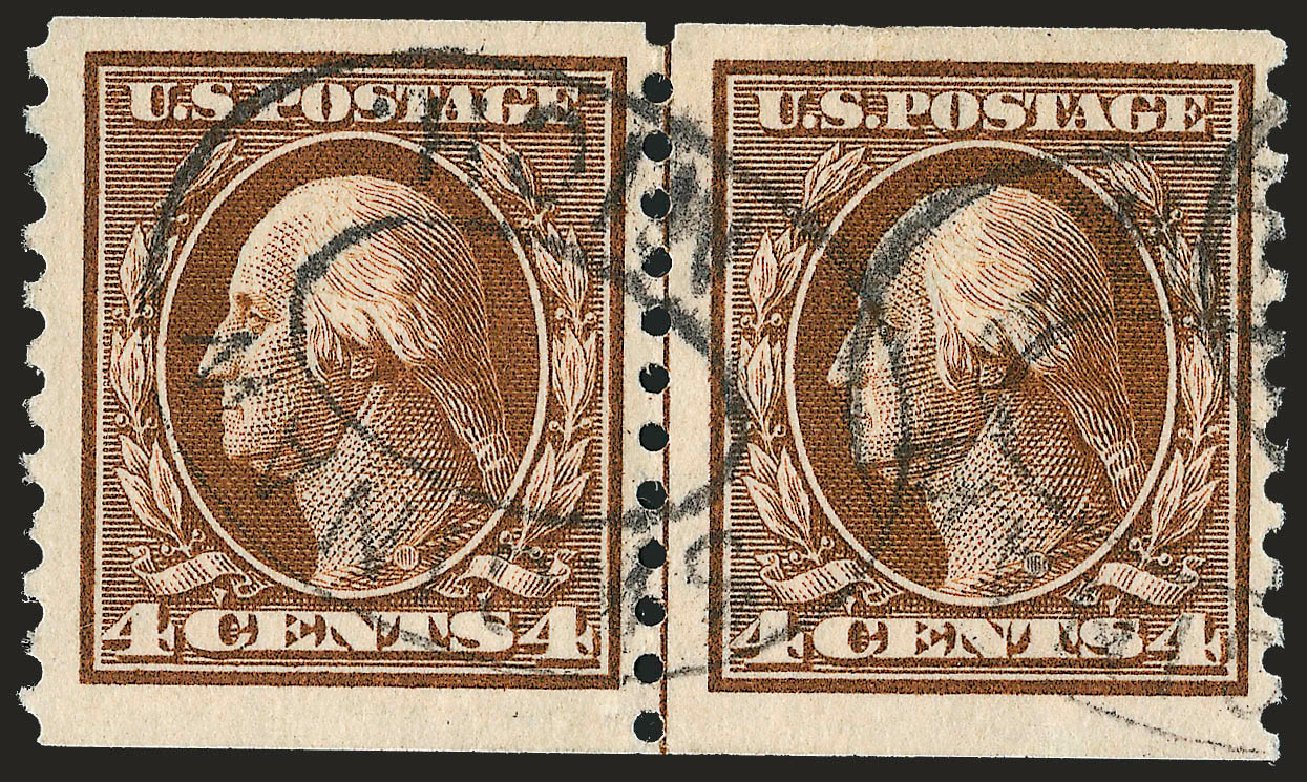 Prices of US Stamps Scott Catalog #446 - 4c 1915 Washington Coil Perf 10 Vertically. Robert Siegel Auction Galleries, Sep 2008, Sale 962, Lot 2731