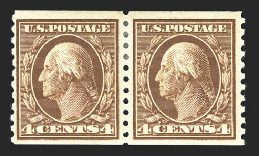 Prices of US Stamps Scott Catalogue #446 - 4c 1915 Washington Coil Perf 10 Vertically. Spink Shreves Galleries, Mar 2013, Sale 142, Lot 361
