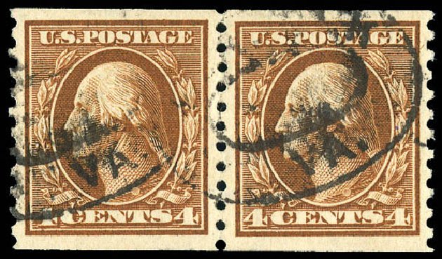 Value of US Stamps Scott Catalog 446 - 4c 1915 Washington Coil Perf 10 Vertically. Matthew Bennett International, Dec 2008, Sale 330, Lot 1784