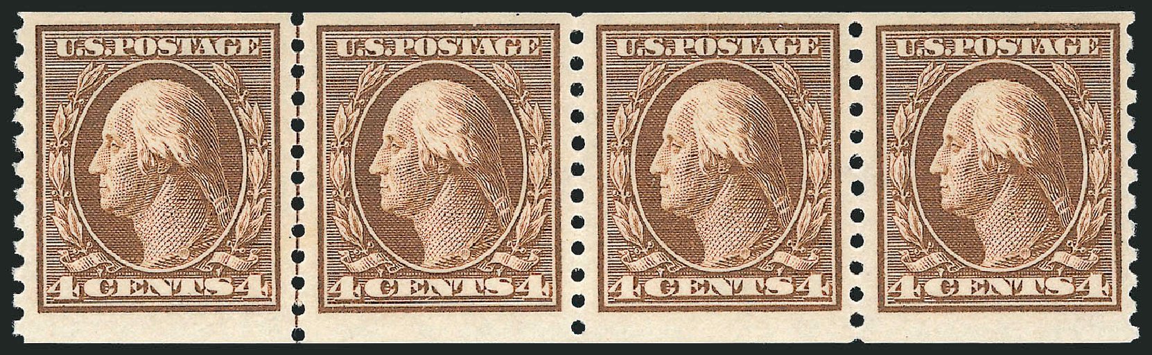 US Stamps Value Scott Cat. # 446 - 1915 4c Washington Coil Perf 10 Vertically. Robert Siegel Auction Galleries, Oct 2012, Sale 1033, Lot 4224