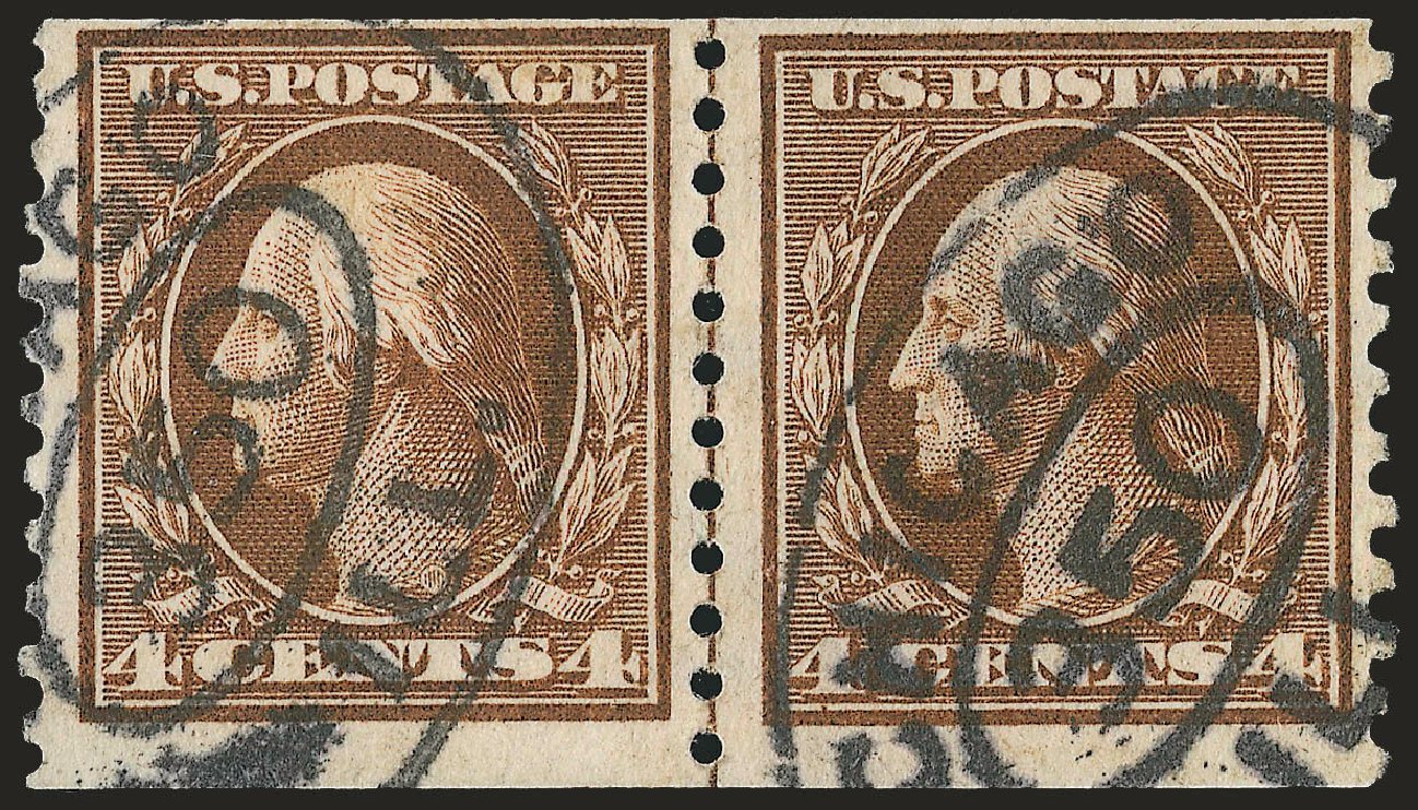 Cost of US Stamp Scott Catalog 446: 4c 1915 Washington Coil Perf 10 Vertically. Robert Siegel Auction Galleries, Jun 2009, Sale 975, Lot 1875