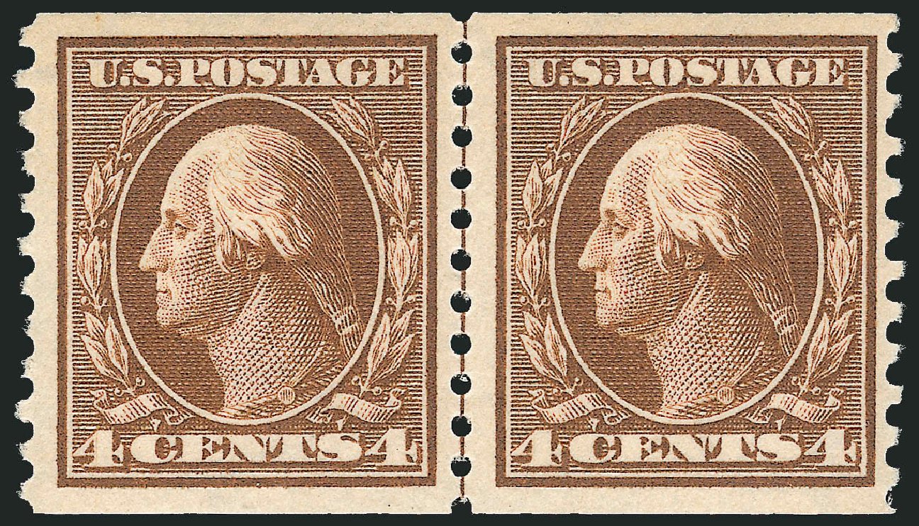 Value of US Stamps Scott Catalog # 446 - 1915 4c Washington Coil Perf 10 Vertically. Robert Siegel Auction Galleries, Mar 2011, Sale 1007, Lot 2732