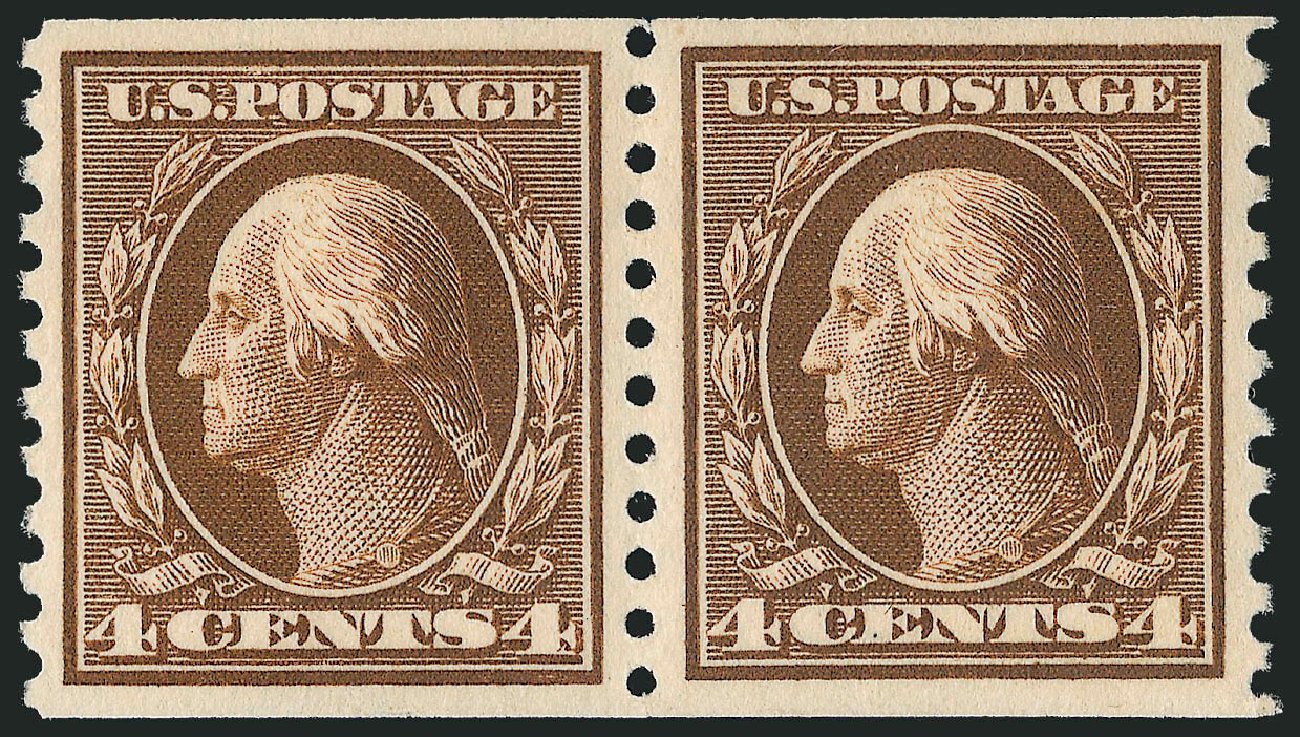 US Stamp Value Scott # 446 - 4c 1915 Washington Coil Perf 10 Vertically. Robert Siegel Auction Galleries, Dec 2013, Sale 1062, Lot 632