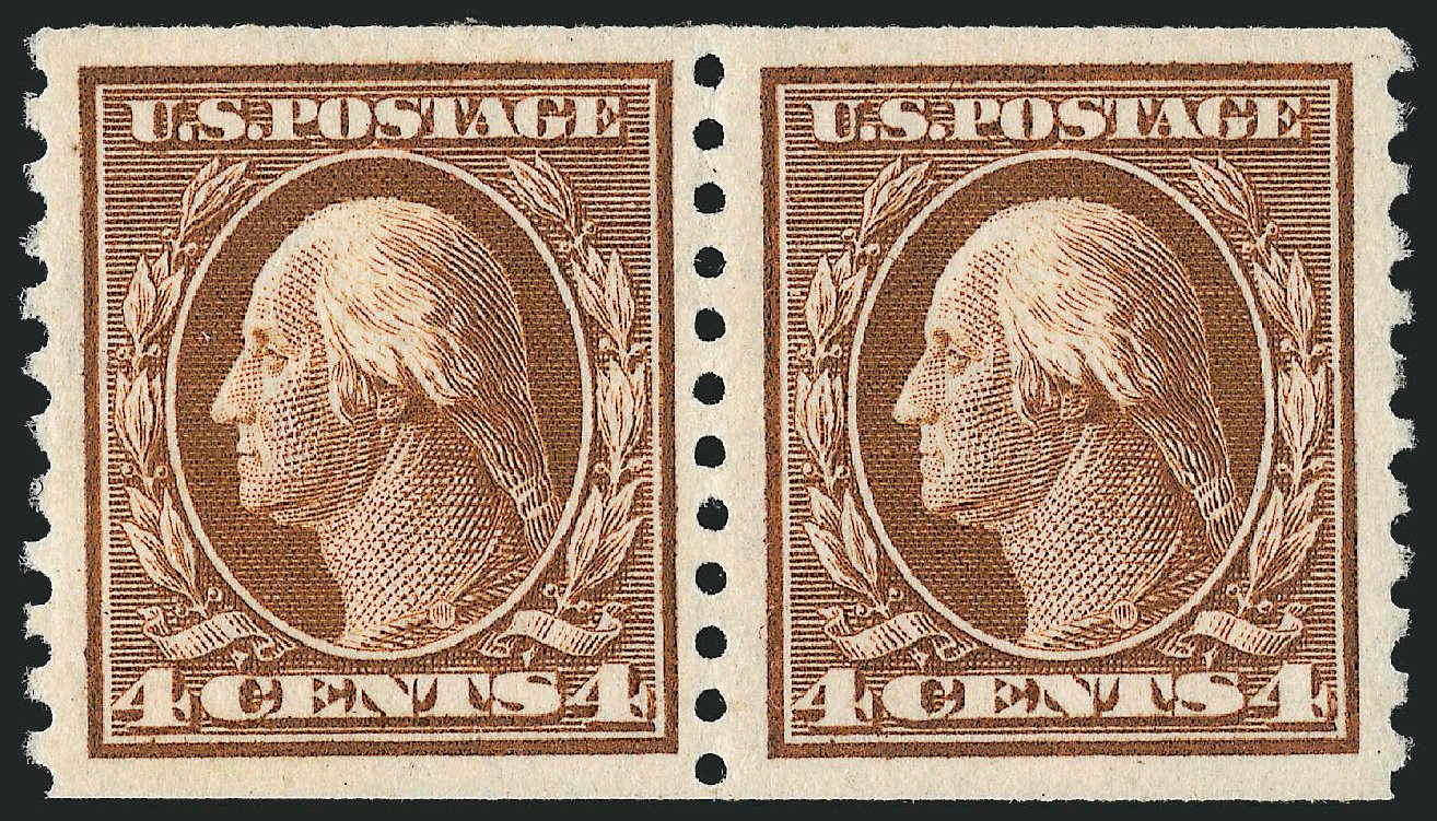 Prices of US Stamps Scott Catalogue # 446: 1915 4c Washington Coil Perf 10 Vertically. Robert Siegel Auction Galleries, Mar 2011, Sale 1007, Lot 2733