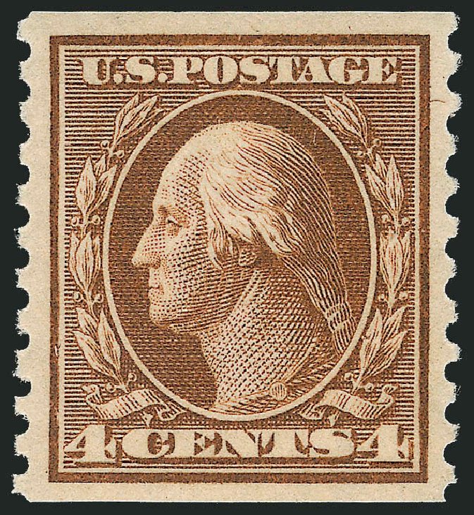 Price of US Stamps Scott Cat. 446: 4c 1915 Washington Coil Perf 10 Vertically. Robert Siegel Auction Galleries, Dec 2011, Sale 1017, Lot 813