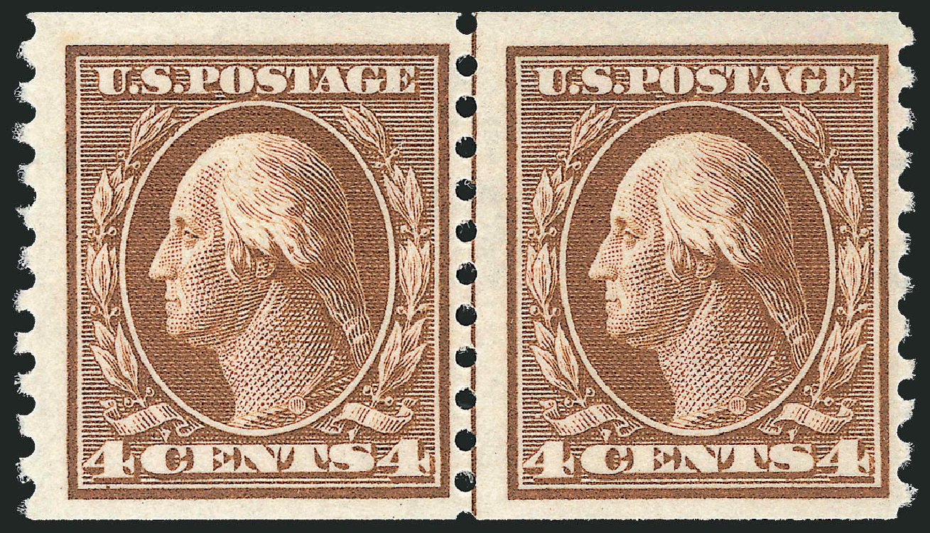 US Stamp Value Scott Catalog 446 - 4c 1915 Washington Coil Perf 10 Vertically. Robert Siegel Auction Galleries, Jul 2013, Sale 1050, Lot 563