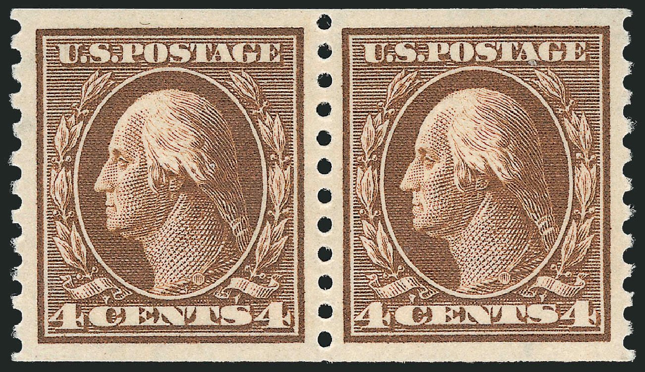Price of US Stamp Scott #446 - 1915 4c Washington Coil Perf 10 Vertically. Robert Siegel Auction Galleries, Jun 2009, Sale 975, Lot 1873