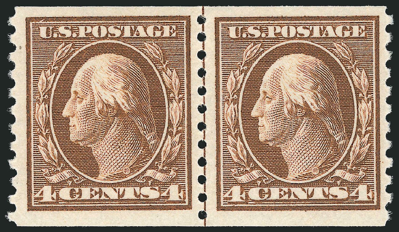 US Stamp Value Scott Cat. 446 - 1915 4c Washington Coil Perf 10 Vertically. Robert Siegel Auction Galleries, Sep 2009, Sale 976, Lot 2023