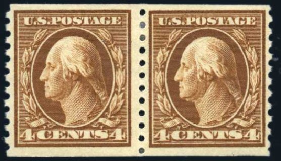 Costs of US Stamp Scott Catalogue # 446 - 4c 1915 Washington Coil Perf 10 Vertically. Harmer-Schau Auction Galleries, Jun 2008, Sale 78, Lot 1566