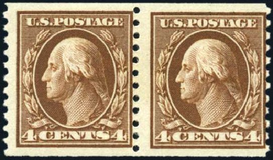 Price of US Stamps Scott # 446: 4c 1915 Washington Coil Perf 10 Vertically. Harmer-Schau Auction Galleries, Oct 2009, Sale 83, Lot 436