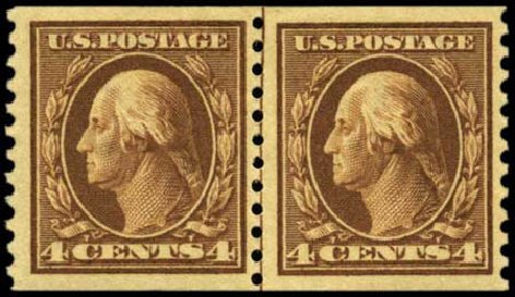 Cost of US Stamp Scott # 446 - 1915 4c Washington Coil Perf 10 Vertically. Harmer-Schau Auction Galleries, Feb 2012, Sale 92, Lot 1156