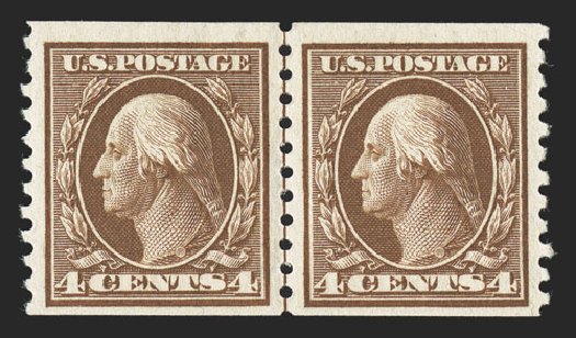 Costs of US Stamp Scott #446 - 1915 4c Washington Coil Perf 10 Vertically. Spink Shreves Galleries, Nov 2012, Sale 141, Lot 166