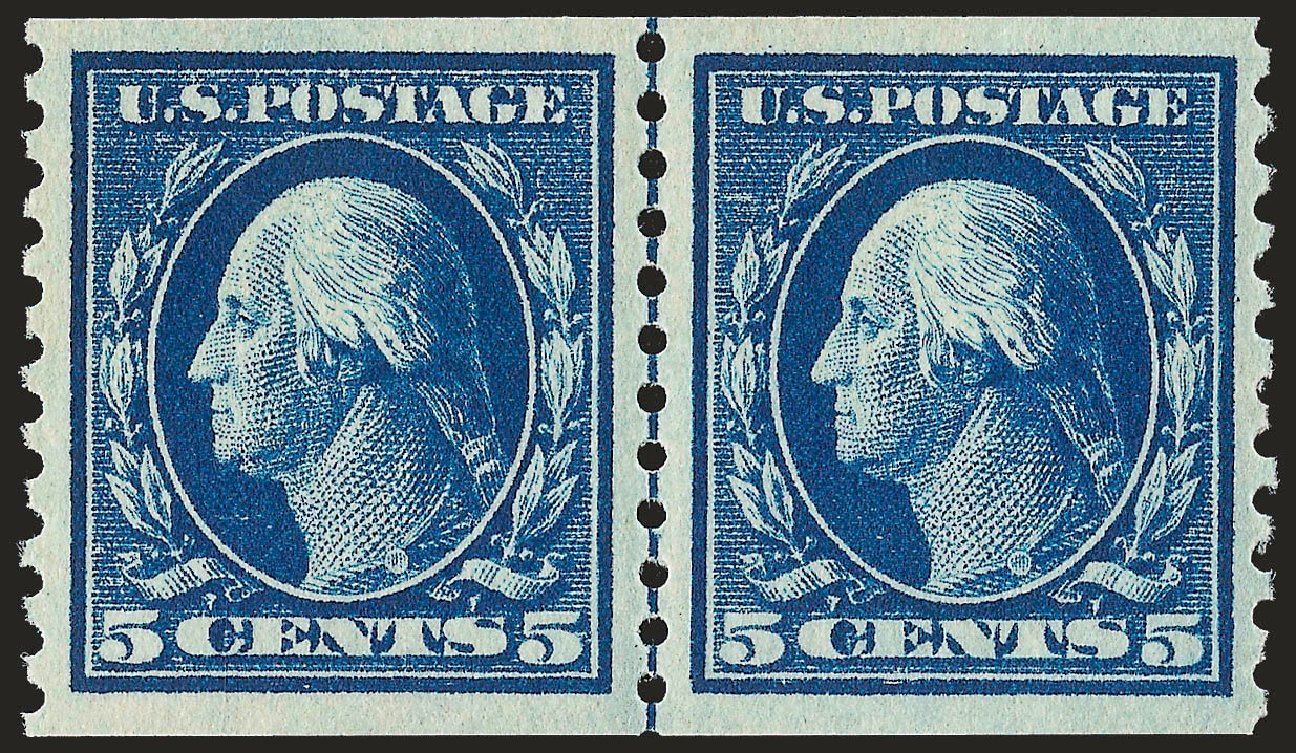 Cost of US Stamps Scott 447 - 1914 5c Washington Coil Perf 10 Vertically. Robert Siegel Auction Galleries, Jun 2009, Sale 975, Lot 1877