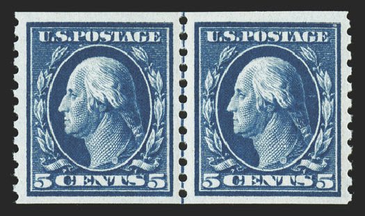 US Stamps Value Scott 447 - 5c 1914 Washington Coil Perf 10 Vertically. Spink Shreves Galleries, Nov 2012, Sale 141, Lot 167