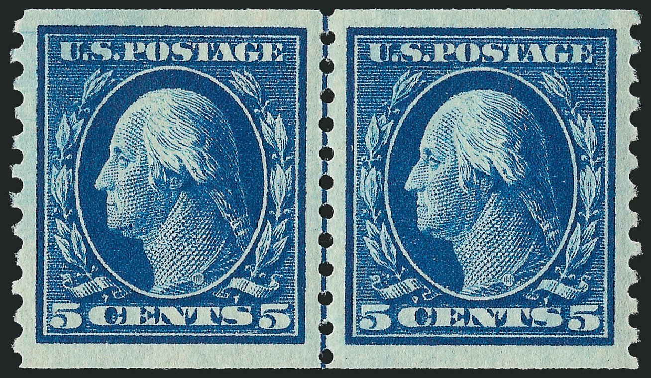 Cost of US Stamps Scott Cat. #447 - 1914 5c Washington Coil Perf 10 Vertically. Robert Siegel Auction Galleries, Oct 2008, Sale 963, Lot 988