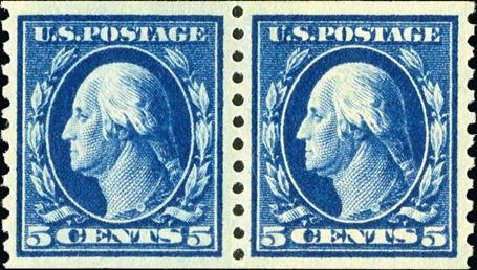 Value of US Stamps Scott Cat. # 447 - 1914 5c Washington Coil Perf 10 Vertically. Spink Shreves Galleries, Jan 2015, Sale 150, Lot 178