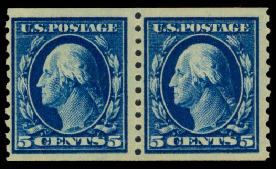 Cost of US Stamp Scott Catalog #447: 5c 1914 Washington Coil Perf 10 Vertically. Daniel Kelleher Auctions, Sep 2014, Sale 655, Lot 499